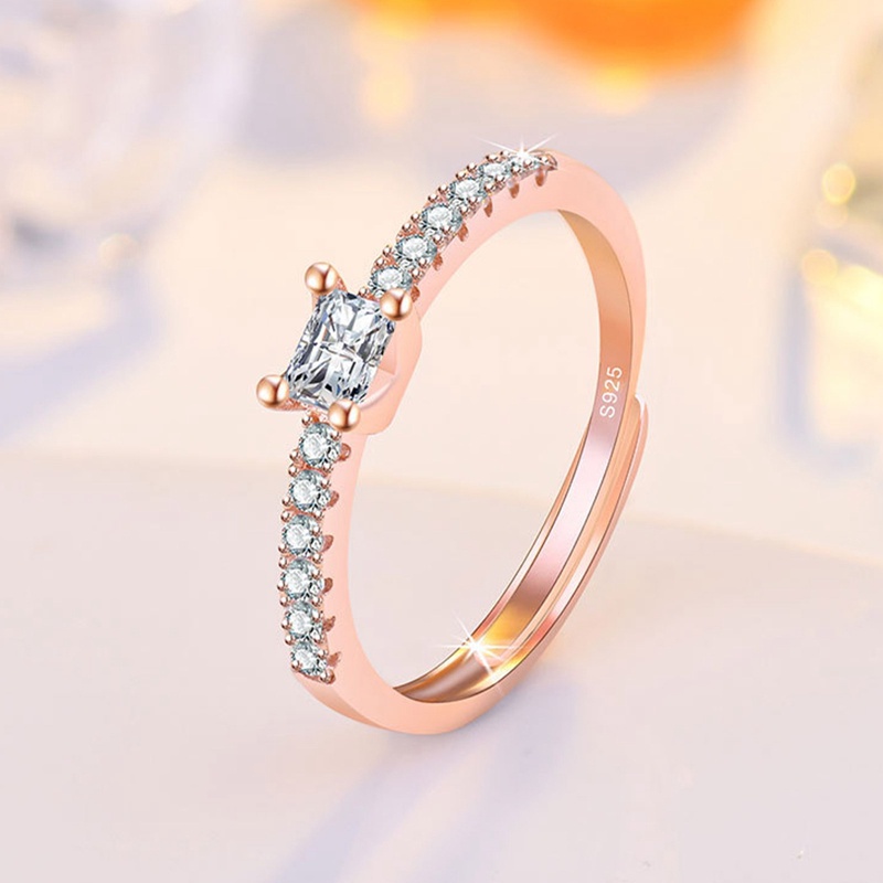 Cincin 925 Sterling Silver Bentuk Bulat Aksen Zircon Gaya Klasik Untuk Wanita