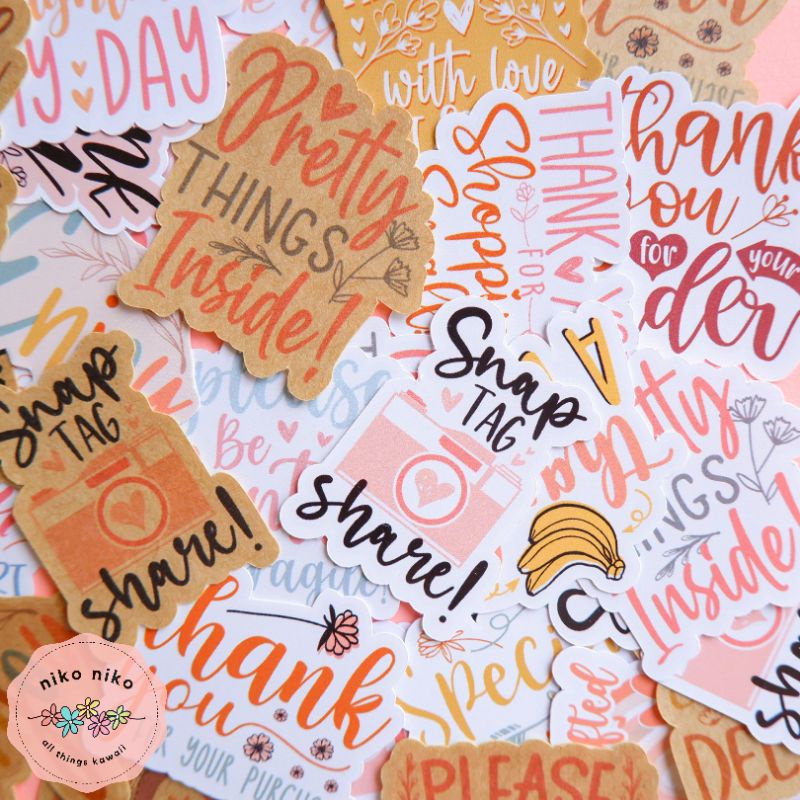 

Thank You Sticker Aesthetic | Label Packing Eco-Friendly Unik | Niko Niko