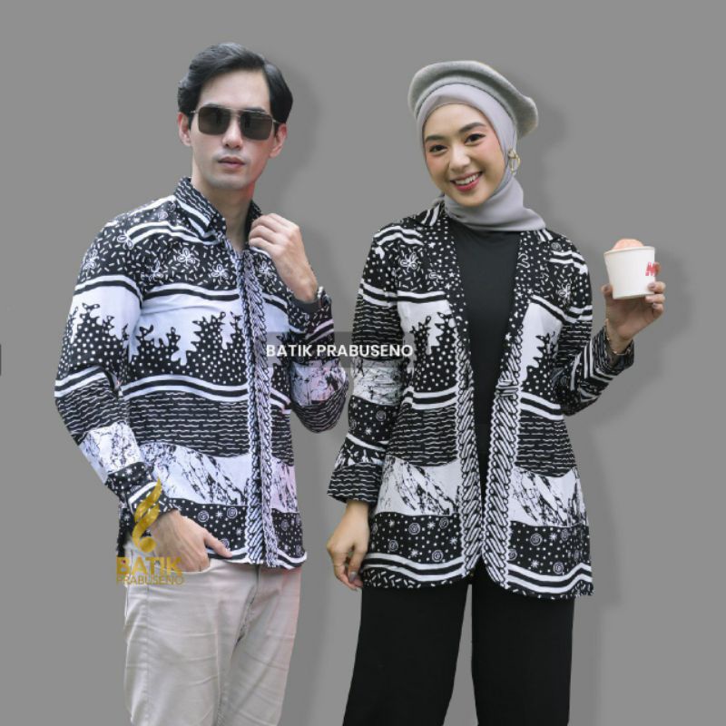 Baju Batik Couple Batik Prabuseno Motif Andara Batik Pria Tunik Wanita Blazer Formal Baju Couple Ata