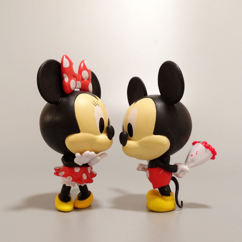 Mickey Mouse Minnie Mouse Mainan Set Figure Chibi isi 2pcs