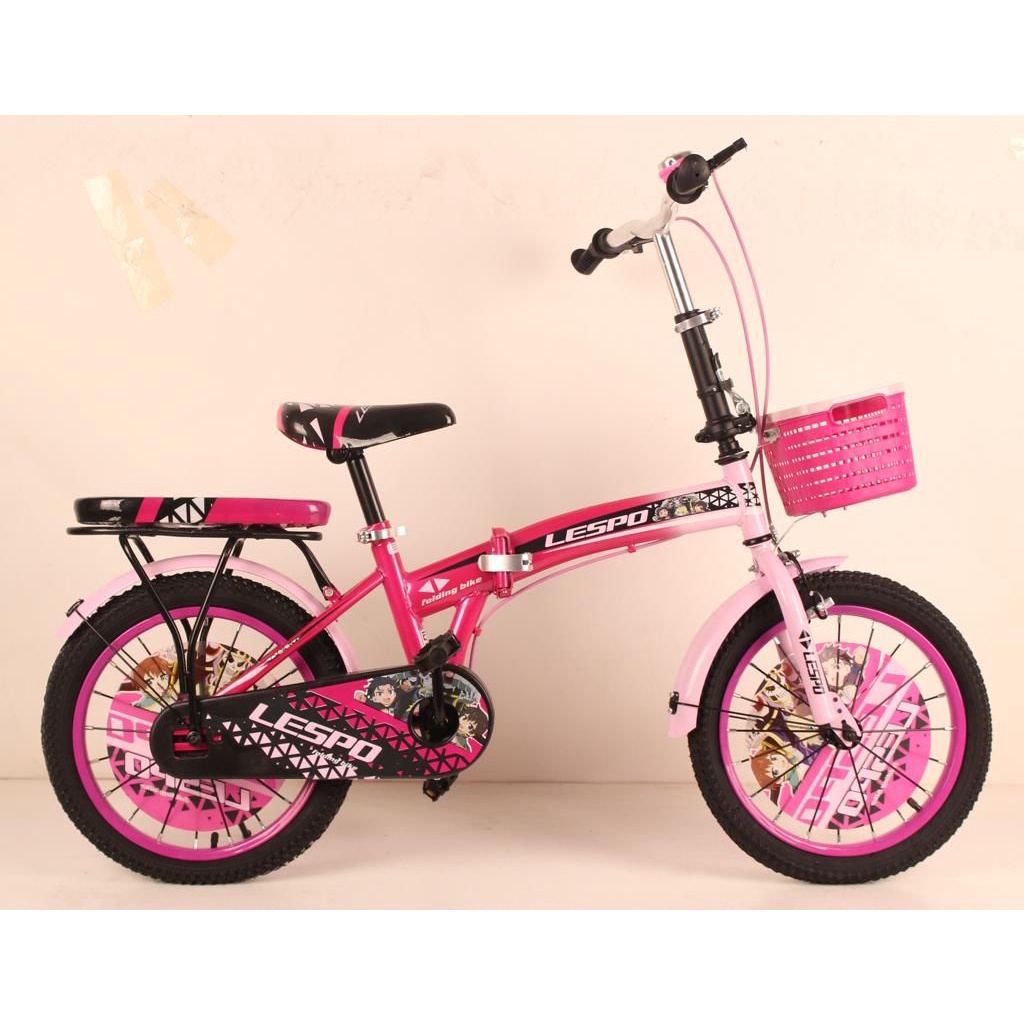 Sepeda Lipat Lespo Melano Anak 16 inch  Keranjang Boncengan Bonceng Folding Bike Garansi Termurah-1