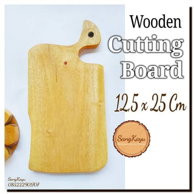 Wooden Cutting Board 12,5x25Cm Talenan kayu unik Rustic chopping board