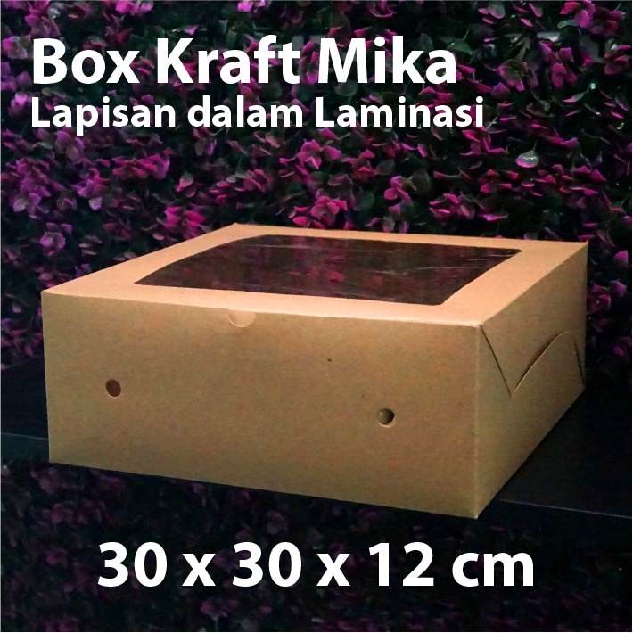 

(Depok) Dus Kraft 30 x 30 x 12 cm dengan Mika - Box Cake Coklat Snack