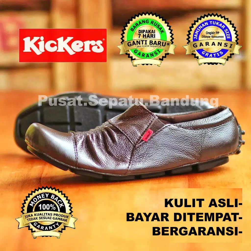 Sepatu Kantor Pria Kickers Pantofel Formal Kerja Dinas Pesta Kulit Sapi Asli Coklat Tua Dan Hitam