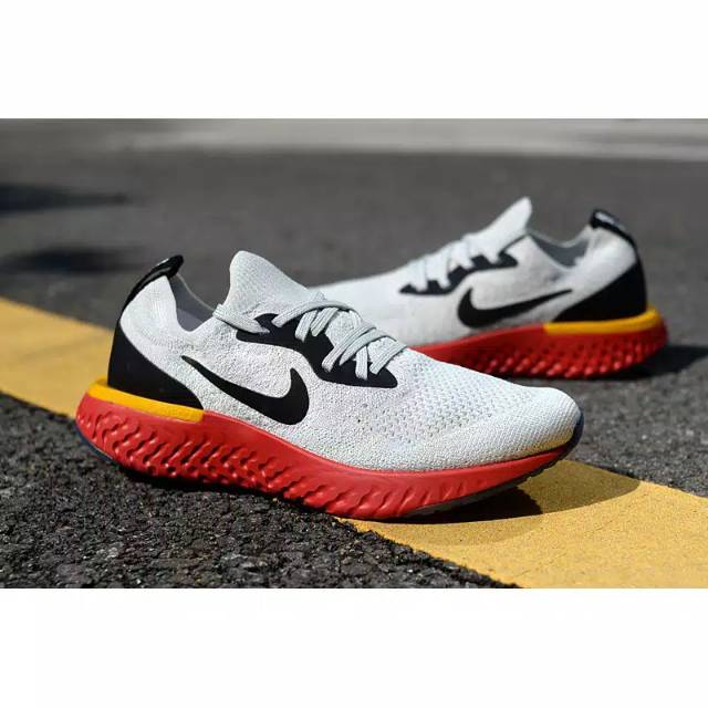 Sepatu Nike Epic React Flyknit Red Grey High Premium Original / Snekaer Nike / Sepatu Pria
