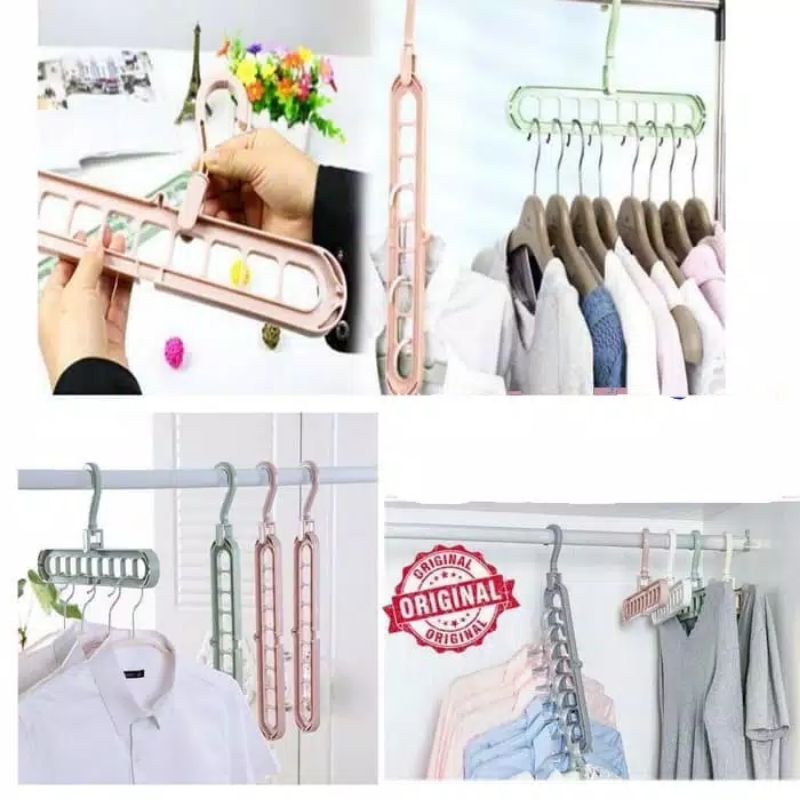 mrcaisen Gantungan baju 9in1 serbaguna magic wonder foldable hanger 9 in 1