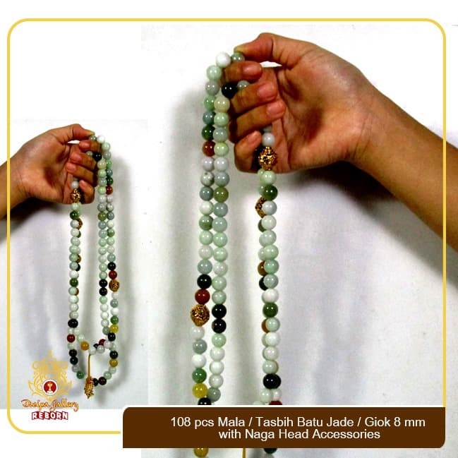 108 Pcs Mala/Tasbih Batu Jade / Giok 8 mm With Naga Head Accessories