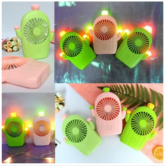 Kipas Angin Baterai USB lampu Karakter Lucu dan unik Model Kaktus YS2814 Kiseki