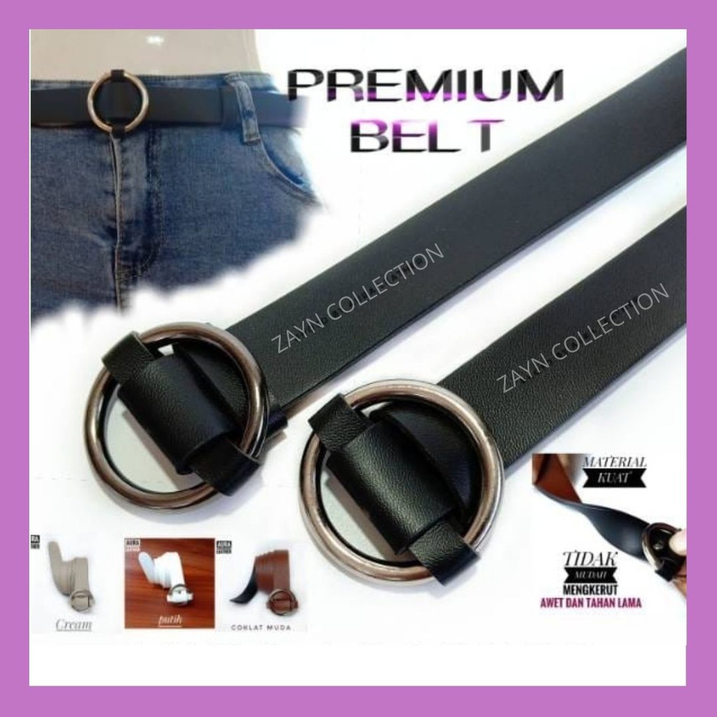 Ikat Pinggang Wanita Ring Belt Aksesoris Fashion Korea Geper Cewek Ring Bulat Kepala Besi Stainless