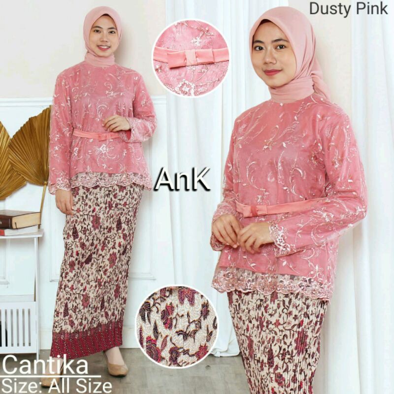 Terbaru Setelan Kebaya  Tulle  Cantika Mix Rok Plisket