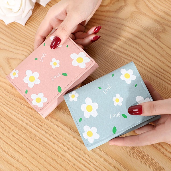 Dompet Lipat Wanita Motif Bunga Love Simple Cantik / Dompet Wanita Korean Import Lucu / TV-101