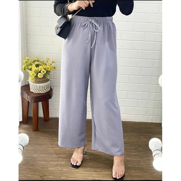 Celana Kulot Rajut Highwaist Pants Cullotes Outfit Remaja Ootd Korean Style Kekinian