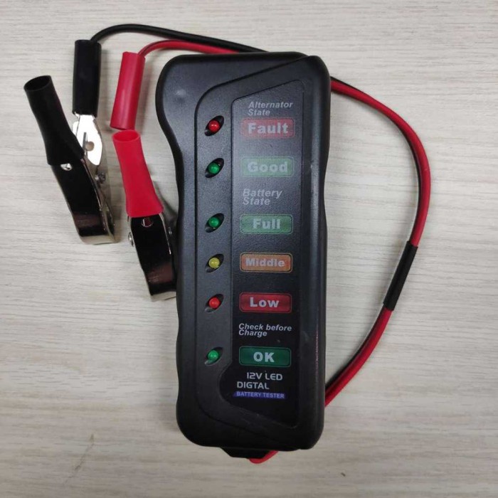 Tirol Tester Baterai Digital 12V 6 LED - BJ-803 - Hitam