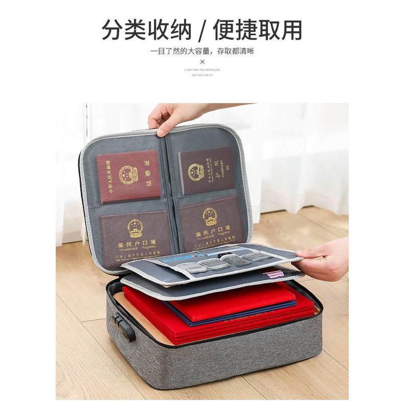 Tas Multi-fungsi penyimpanan dokumen penting rumah tangga sertifikat vaksin file penting  paspor