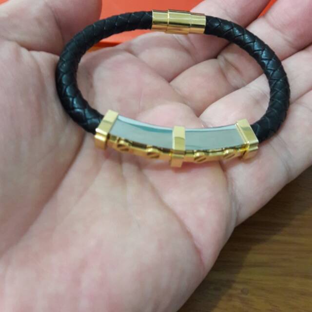 gelang titanium kulit pria