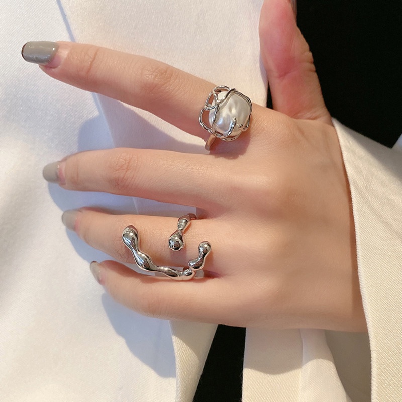 Cincin Bahan Metal Model Garis Irregular