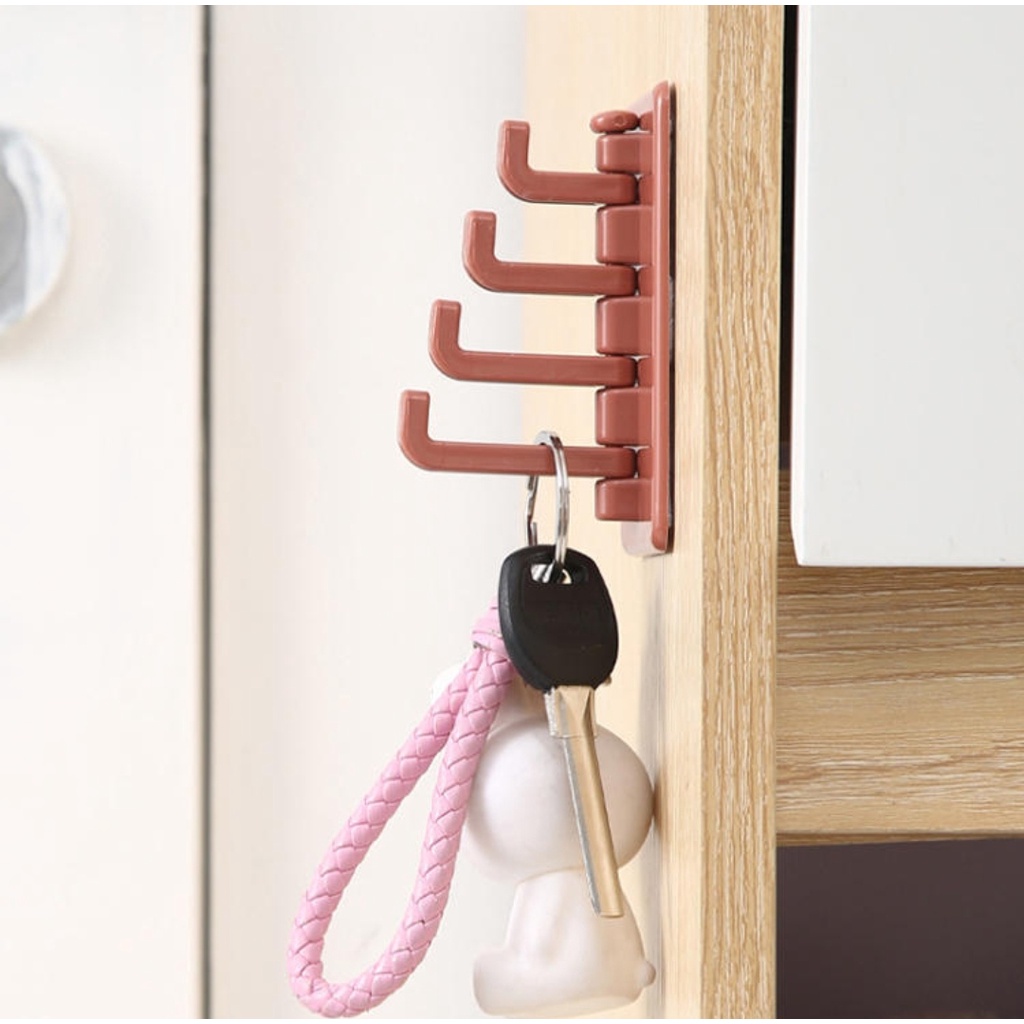 Gantungan Baju Tempel 4 Kait Hook Multifungsi Gantung Kunci
