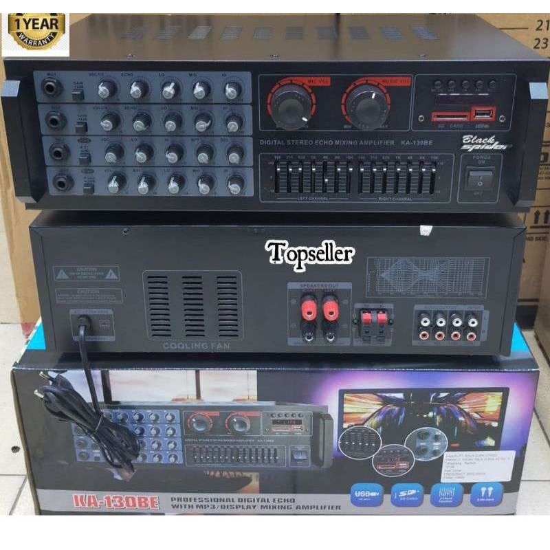 Power Mixer 4 Channel Blackspider Ka130BE Usb Sd Bluetooth Baru