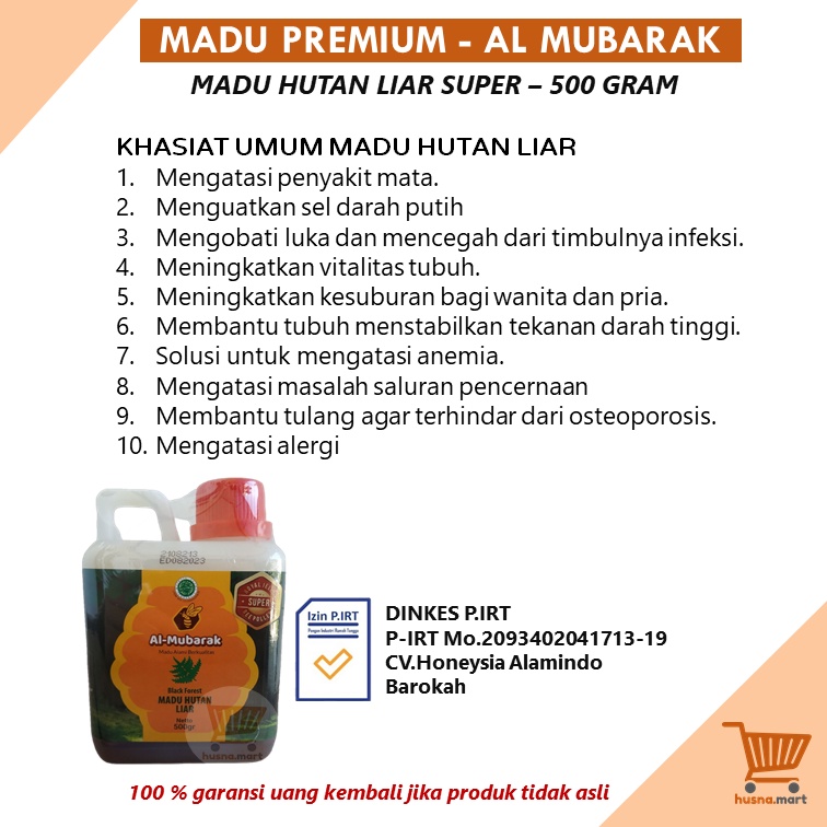 Madu Hutan Liar SUPER Al Mubarak kemasan 500gr Murni Asli