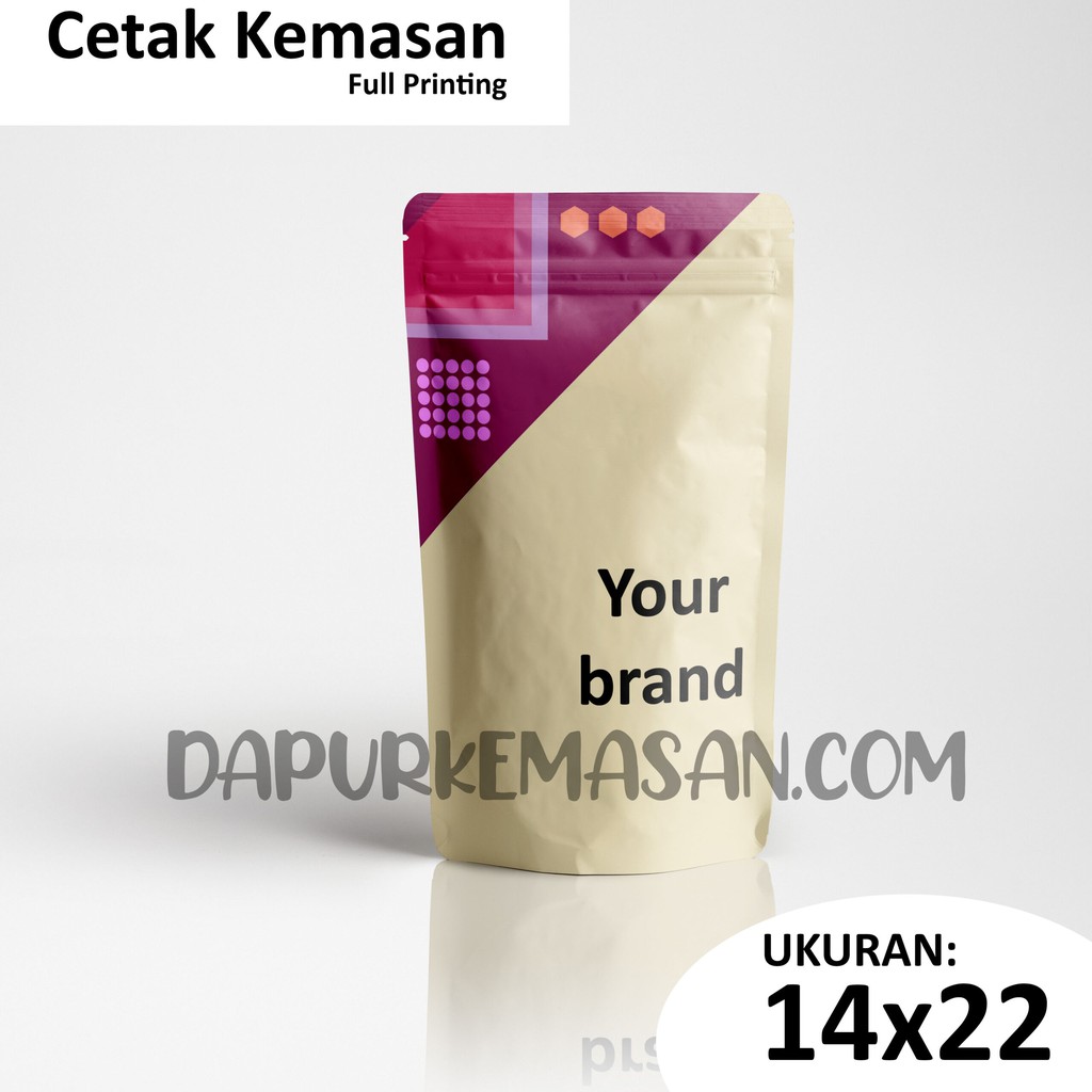 

Cetak Kemasan Standing Pouch Full Printing 14x22