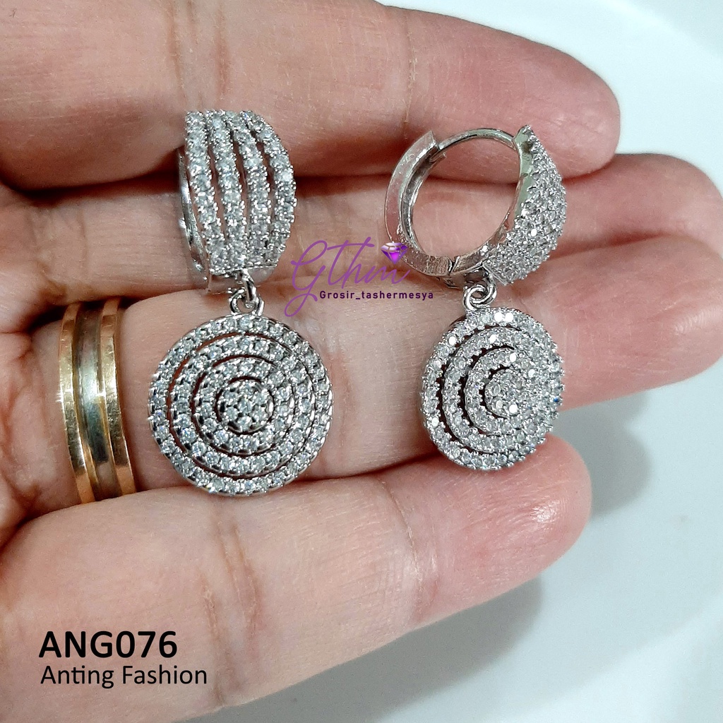 Anting Pesta Klip Jurai Diamond Mewah Perhiasan Import Kualitas Premium Anti Karat ANG076 GTHM