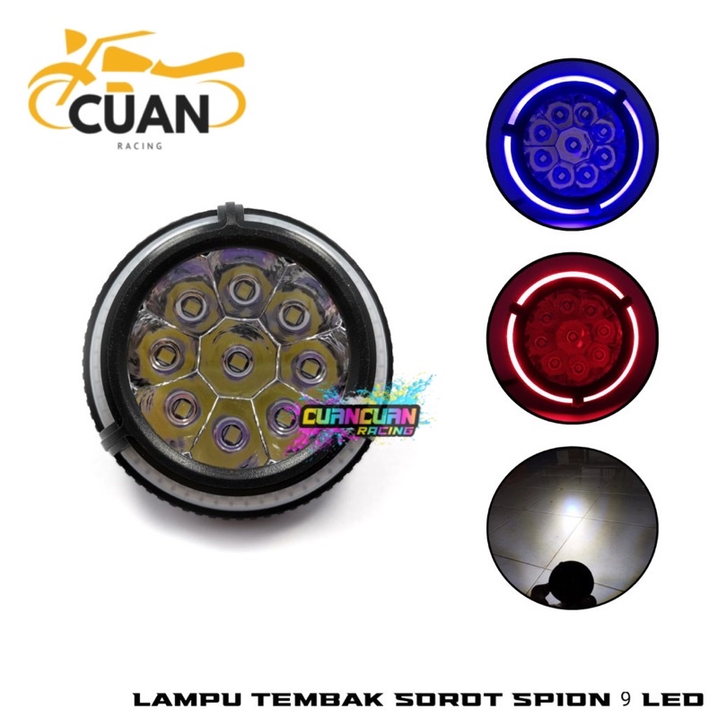 lampu tembak sorot LED bracket spion 9 mata dengan angel aye 5 mode