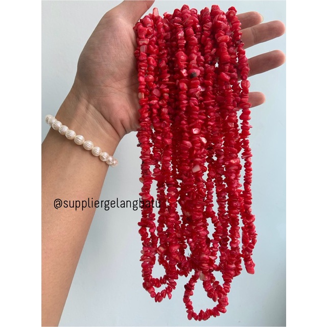 kerikil kerang MERAH cabe 1cm bahan akik batu campuran aksesoris warna