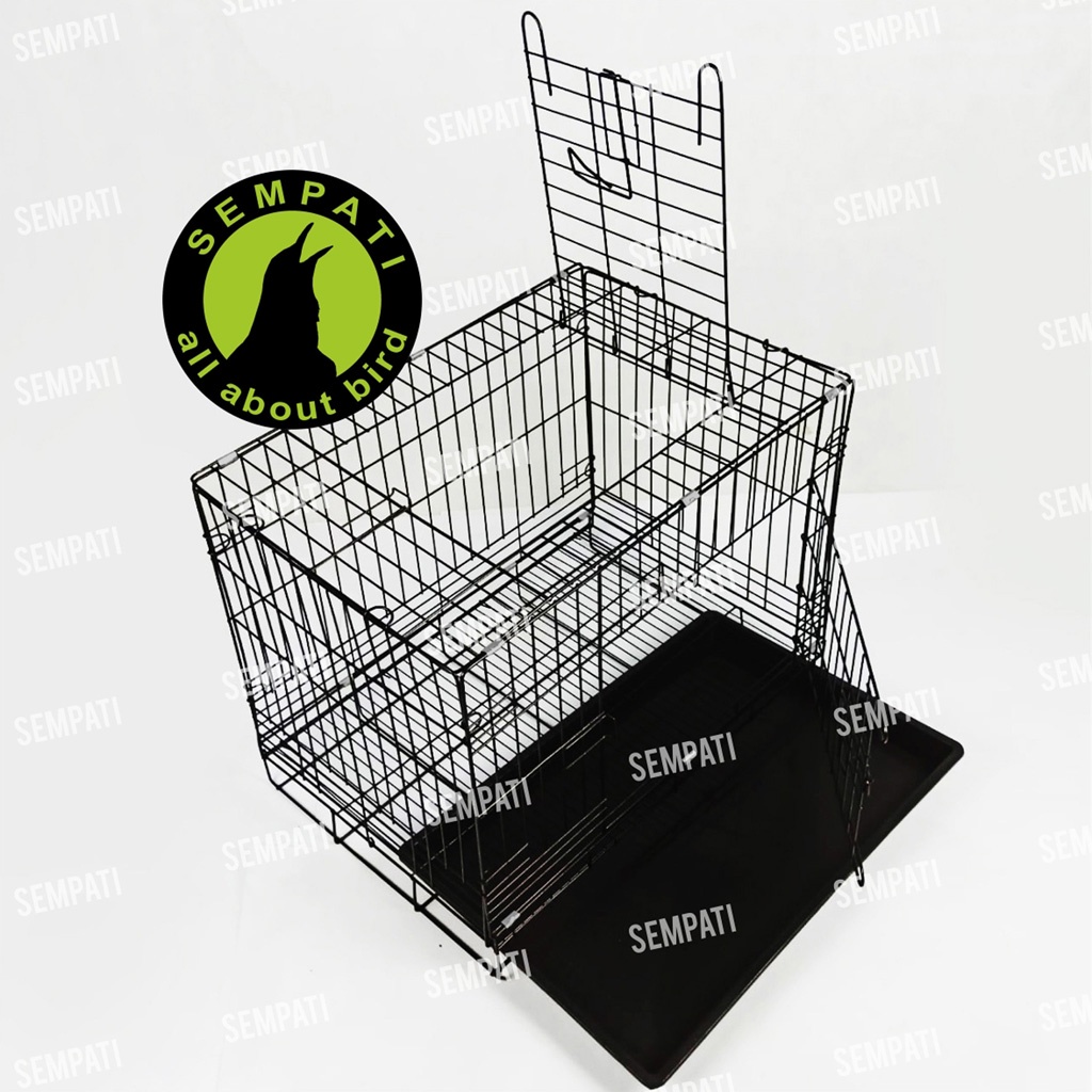 KANDANG KUCING BESI IMPORT LIPAT PET CARGO KANDANG HEWAN KANDANG KELINCI ANJING SANGKAR KUCING KDCAT-HITAM