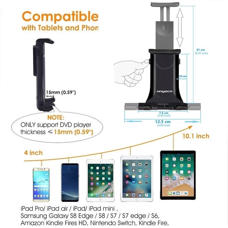 Dudukan tablet mobil Braket sandaran kepala mobil Braket kursi mobil Braket pemasangan kursi mobil Braket perjalanan mobil Dudukan telepon mobil cocok untuk 4 hingga 12.9 inci Biasa digunakan untuk Ipad/iPhone/Samsung/Xiaomi