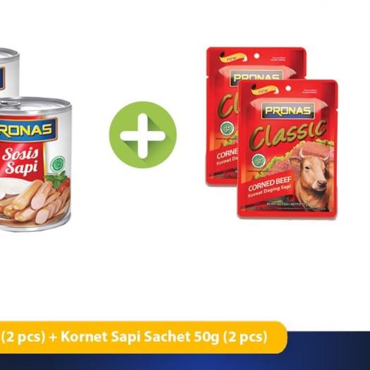 

⅍ PRONAS Paket Hemat Sosis Sapi 325g & Kornet Sapi Ori 50g bundling 4pcs ➪