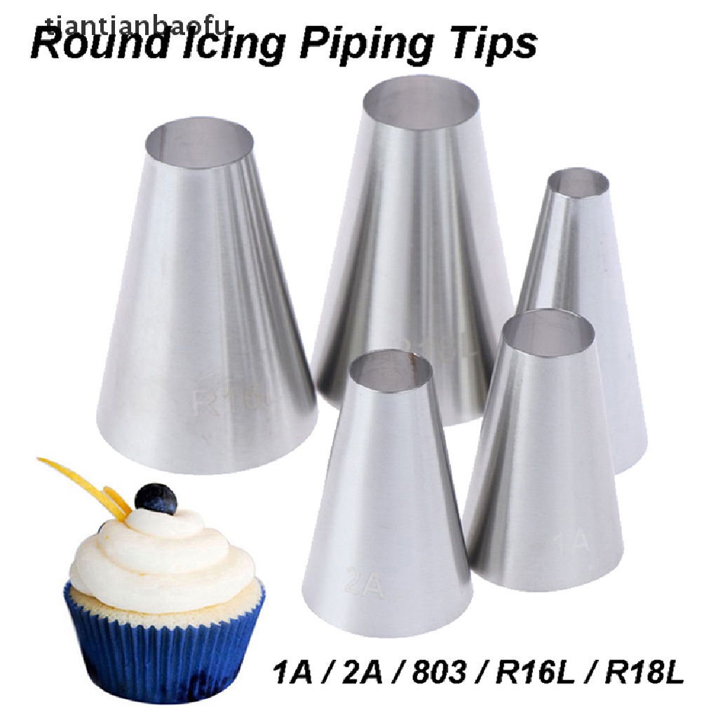 [tiantianbaofu] 5pcs Large Round Cake Cream Decoration Tips Piping Icing Nozzles Pastry Tools Boutique