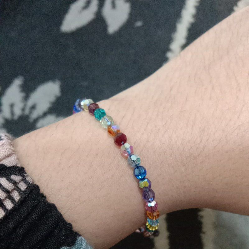 Gelang tali Cristal Swarovski warna warni