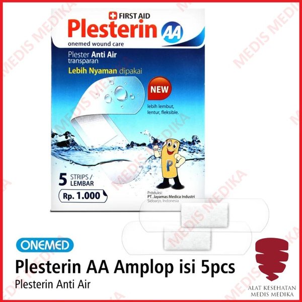 Onemed Plesterin AA Isi 5 p3k Plaster Luka Anti Kedap Air Trasnparan Elastis Plester Trasnparant Tape Bening