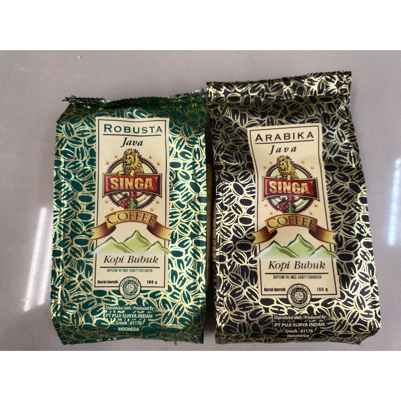 

Singa kopi bubuk Robusta / Arabika / Special blend pck 180gr