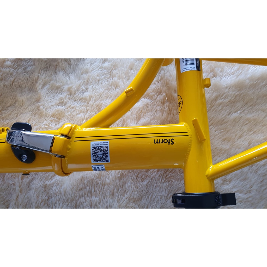 Frame Fork plus Handlepost Fnhon Storm V Brake 20 22 inch Warna KUNING Chromlly