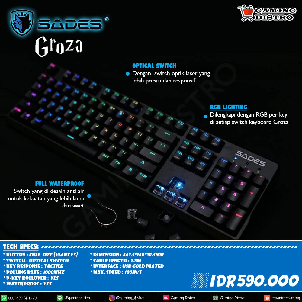 Sades Groza Keyboard Mekanik