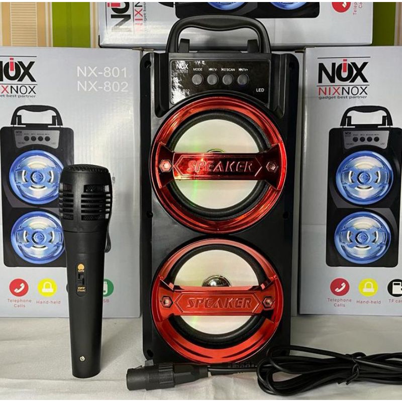 [COD]√ Speaker bluetooth karaoke NIXNOX NS35bt 801/802 FREE MIC-NX 802 merah