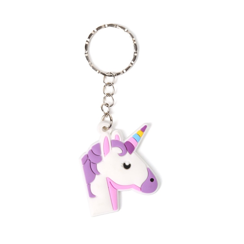 SIY  PVC Rainbow Unicorn Keychain Women Bag Charm Key Ring Pendant Gifts