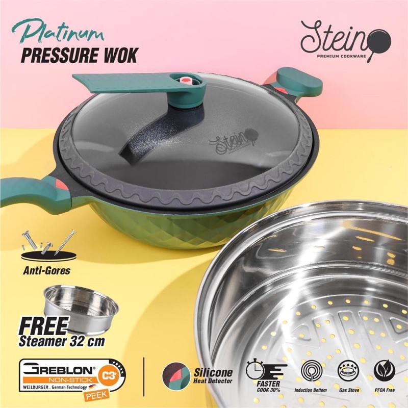 Stein Cookware Wok Platinum Pressure Cooker Anti Baret