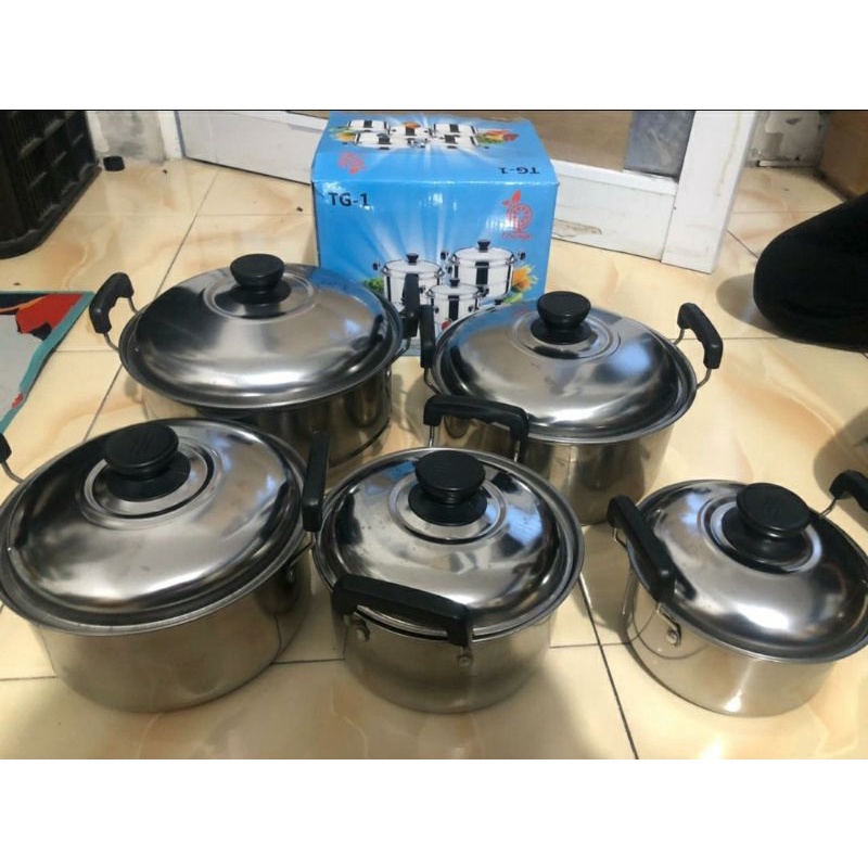 Panci High Spot Stainless isi 5 pcs+ 1 Steamer kukusan