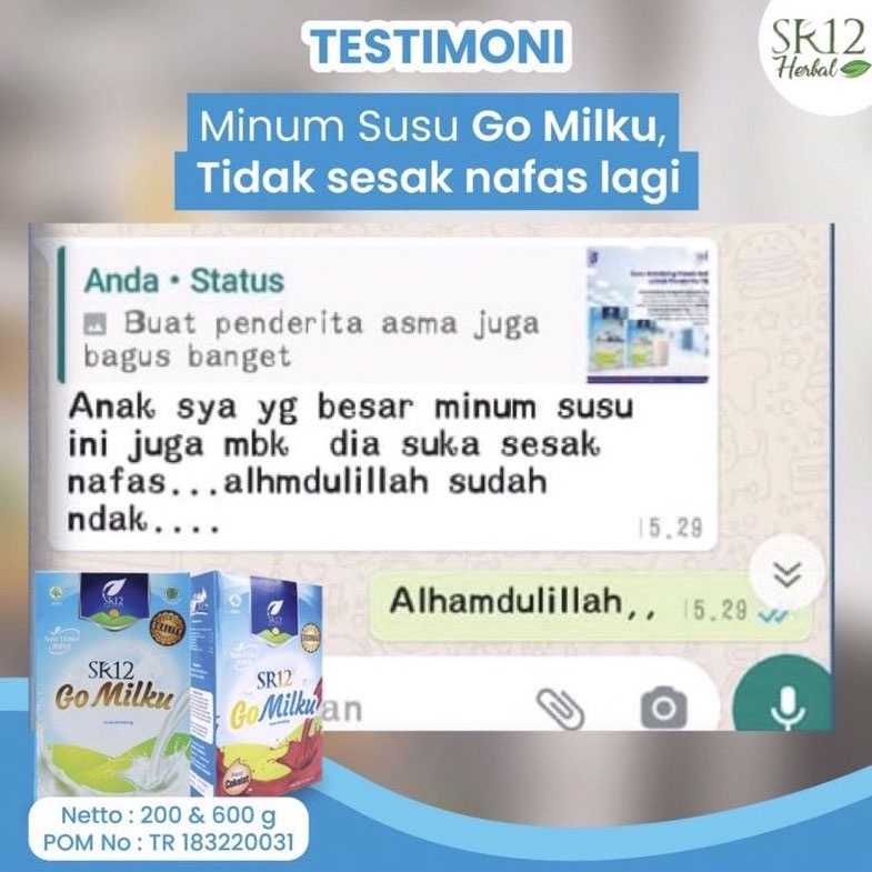 Go Milku SR12 / Susu Gomilku SR12 Susu Kambing Etawa Bubuk Premium / Meningkatkan Kesehatan Imun Melancarkan Asi Untuk Asma Tulang Asam Lambung Darah Tinggi