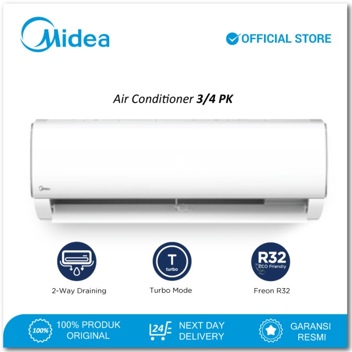 Midea AC Standard 3/4 PK ( 0.75 PK ) R32 Series MSAF-07CRN2