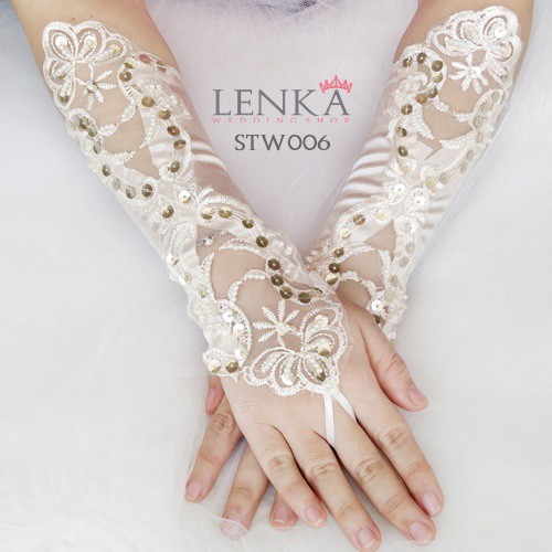 [LIMITED STOCK] WEDDING GLOVES NUDE SARUNG TANGAN BROKAT PENGANTIN STW006