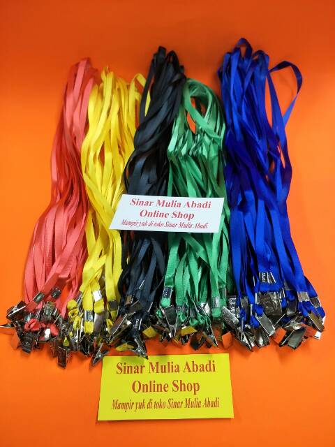 

TALI LANYARD 100 PCS IMPOR TAIWAN dengan Penjepit Besi / Tali Nametag / ID Card / PAK isi 100