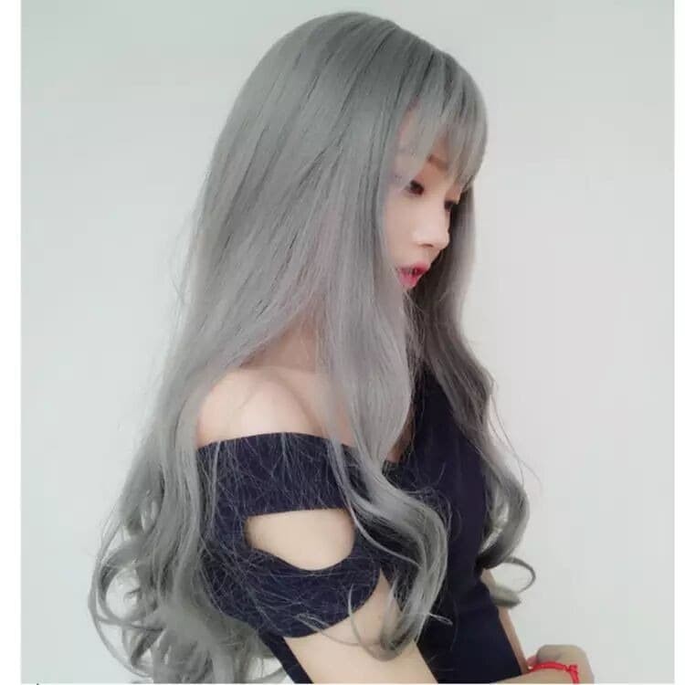 Wig abu abu silver grey pirang lolita anime panjang