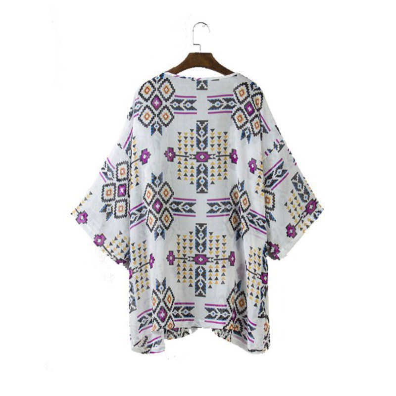 Cardigan Kimono Sifon Lengan Panjang Motif Print Bunga