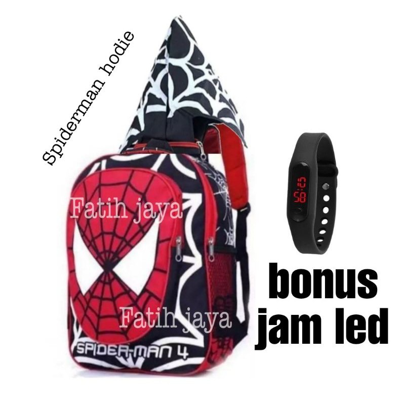 tas anak laki laki - tas anak spiderman - ransel anak laki - tas anak murah (BONUS JAM LED)