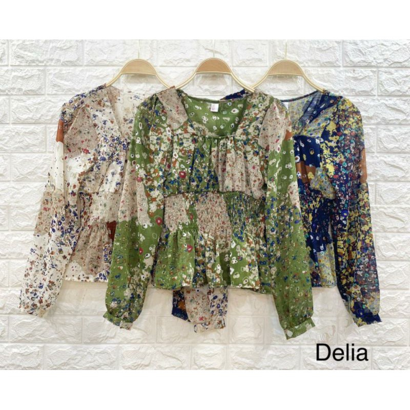ATASAN BLOUSE DELIA SMOKE IMPORT