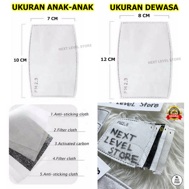 Refill Filter Masker PM 2.5 Tomo Kain N95 Mask Hepa - DEWASA - ANAK - PILIH DI VARIASI