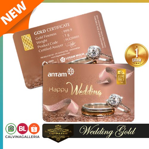 Emas Antam 1 Gram Gift Series - Gift Card Happy Wedding Gold | Shopee